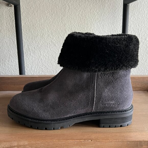 COUGAR Kendal Grey Suede Boots w/ Faux Fur Trim Sz. 8 NEW - Picture 6 of 10